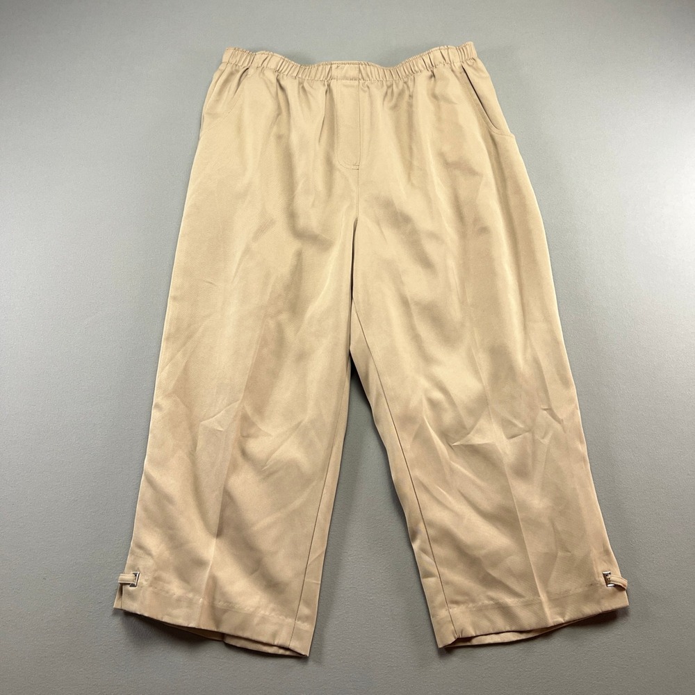 Allison Daley Capri Pants Womens 12 Beige Flat Front High Rise Pull On Straight
